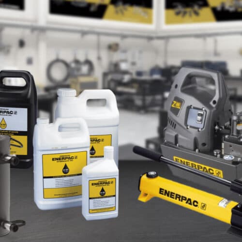 Bilde av diverse pumper og oljekanner fra Enerpac